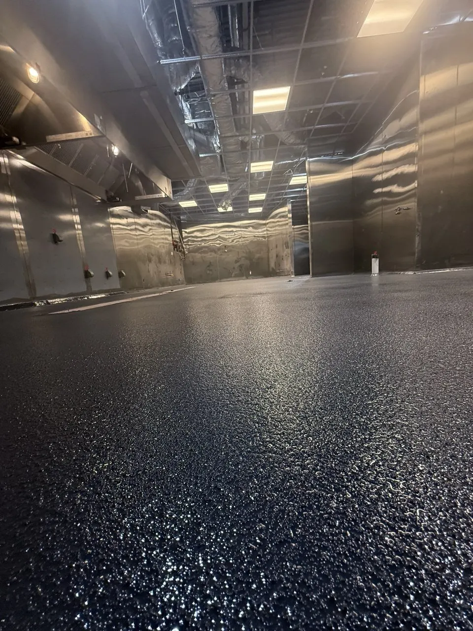 Commercial kitchen quartz solid color epoxy Naples FL — Finished · Wide