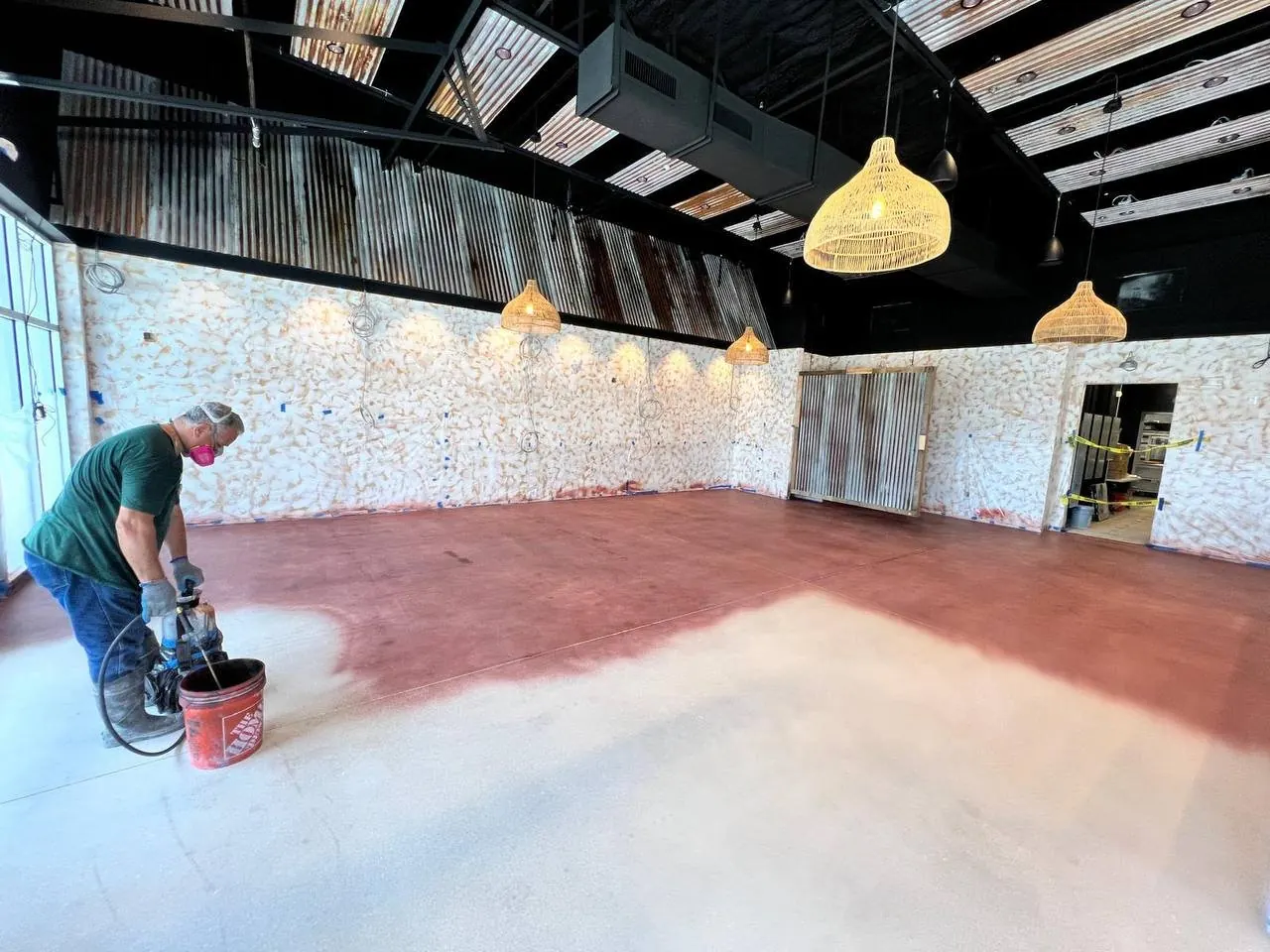 Polished concrete burgundy stain Naples FL restaurant — Step 1 · Empty Space