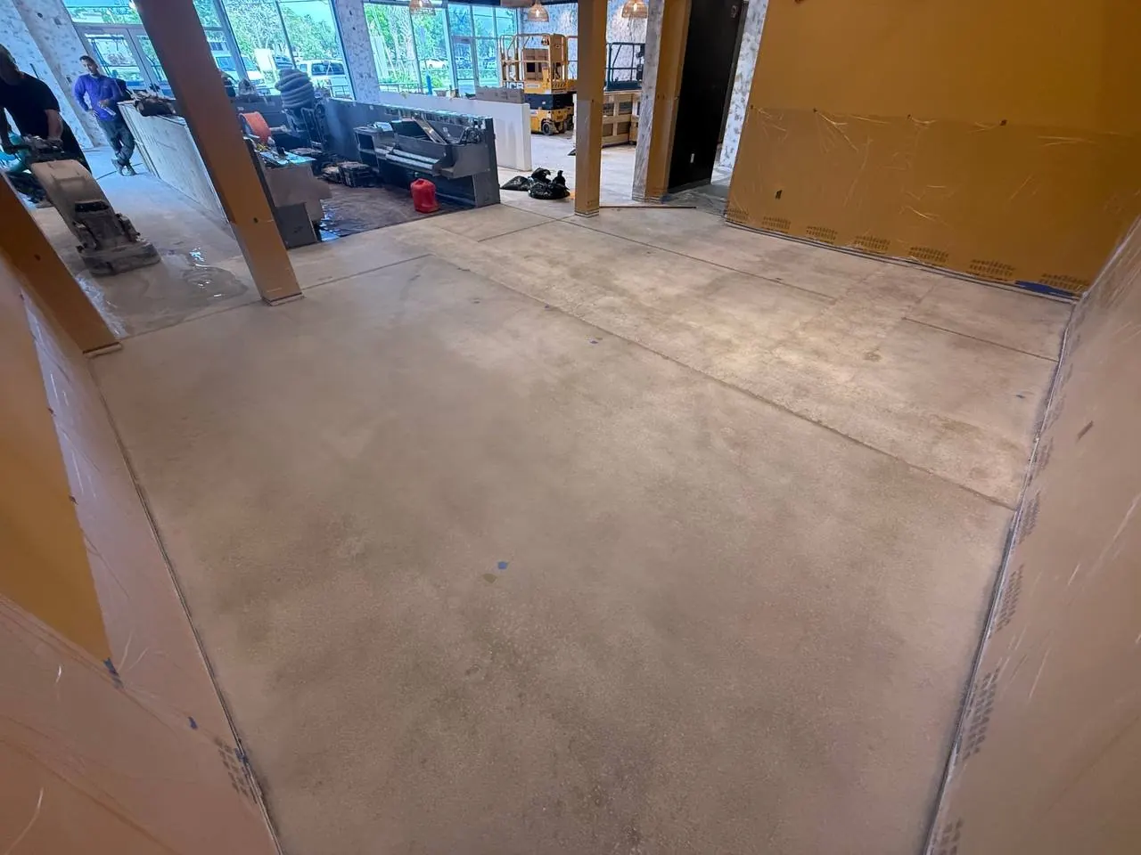 Polished concrete burgundy stain Naples FL restaurant — Step 3 · Detail